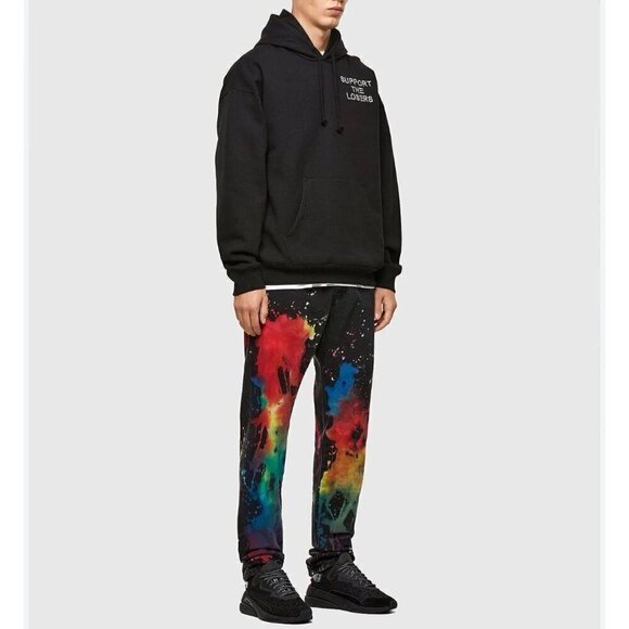 Diesel D-KRAS Slim jeans with collored paint splashed, Black / multi colored, si - Picture 2 of 14